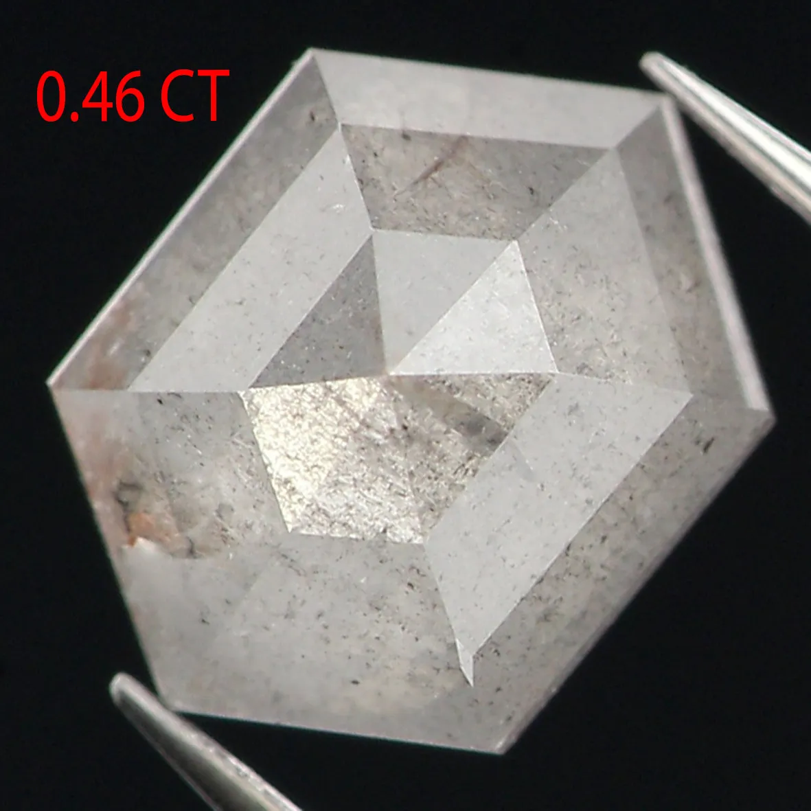 0.46 Ct Natural Loose Hexagon Shape Diamond Grey Hexagon Cut Diamond 5.45 MM Natural Loose Diamond Grey Hexagon Rose Cut Diamond