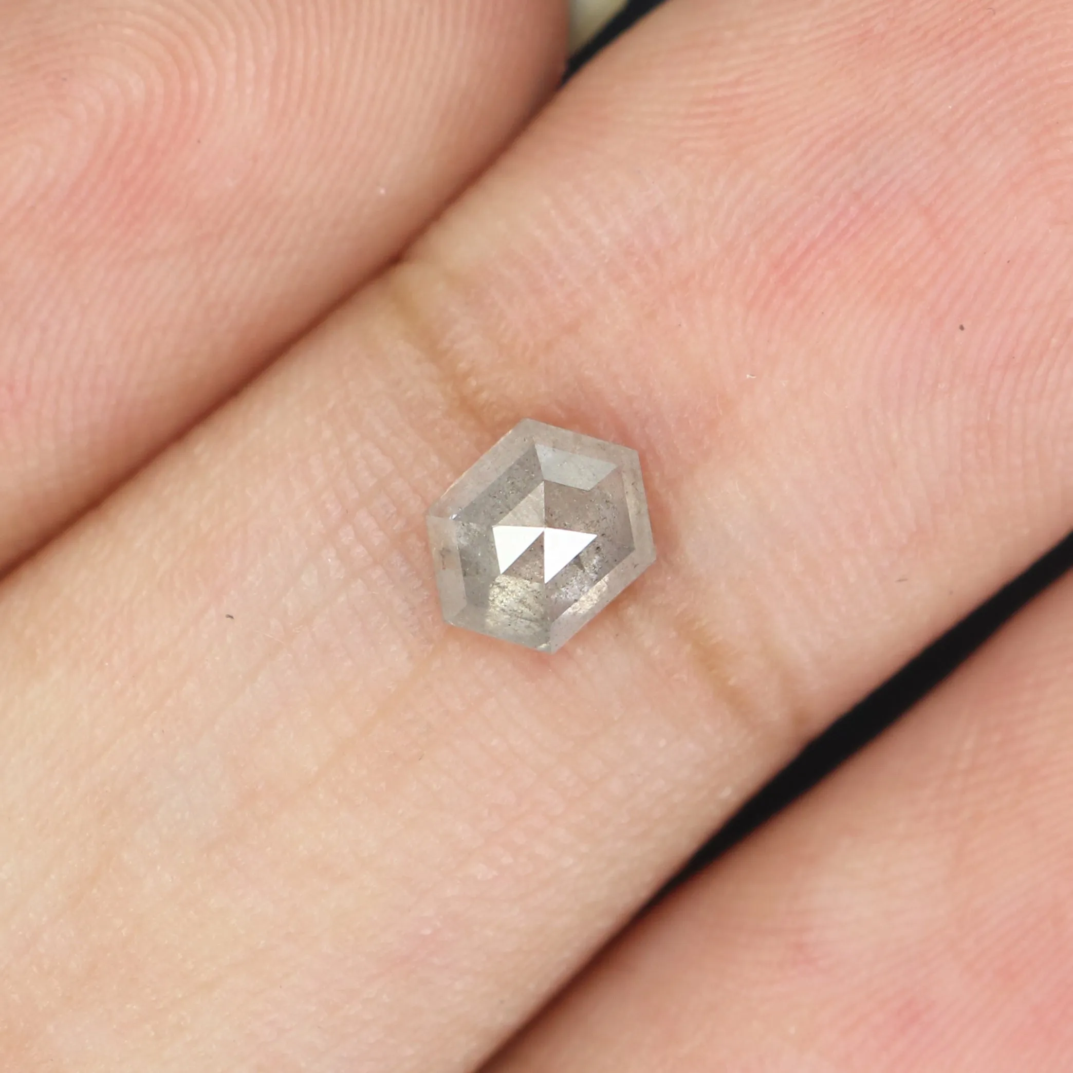 0.46 Ct Natural Loose Hexagon Shape Diamond Grey Hexagon Cut Diamond 5.45 MM Natural Loose Diamond Grey Hexagon Rose Cut Diamond