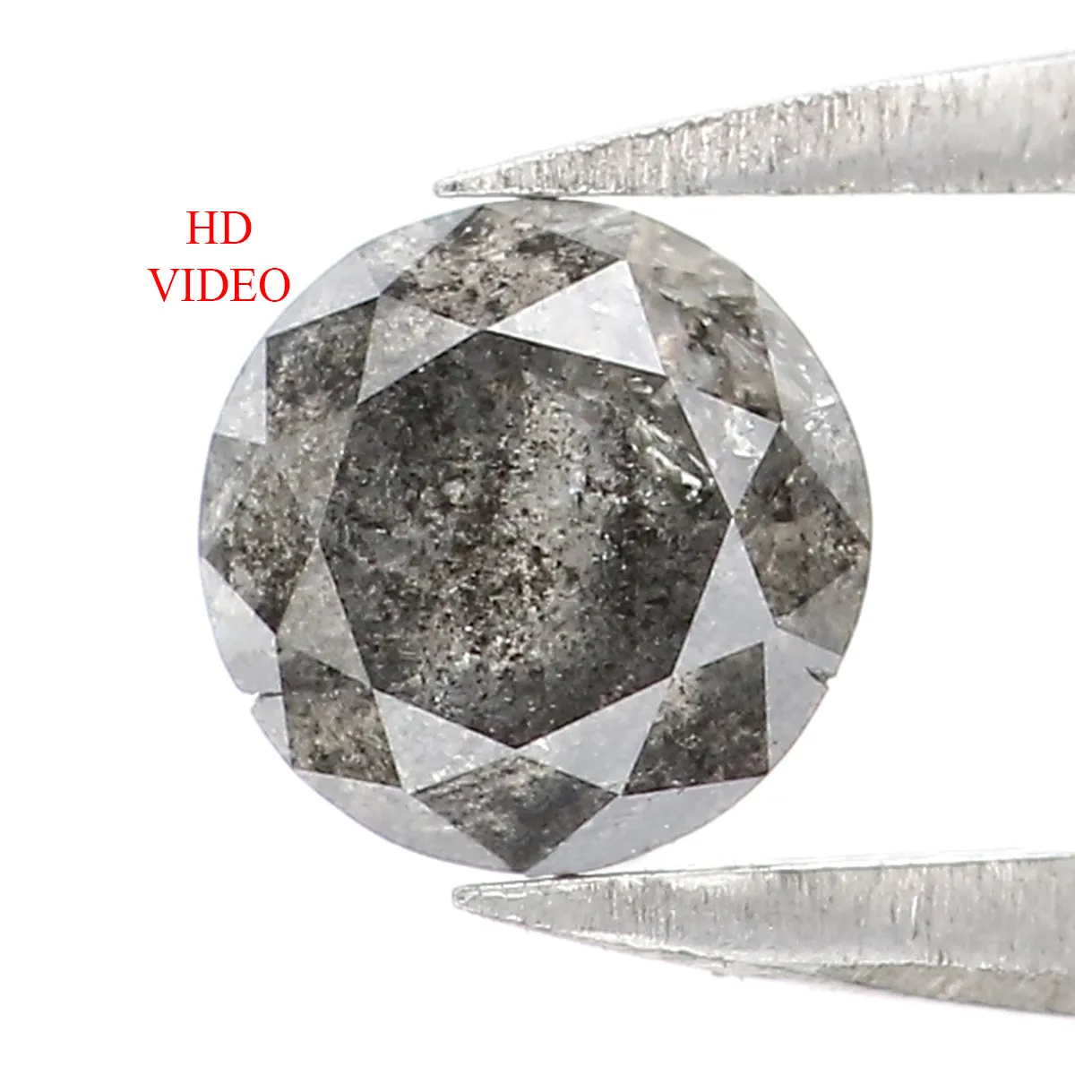 0.48 Ct Natural Loose Round Cut Diamond Black Grey Color Diamond 4.90 MM Natural Loose Salt And Pepper Round Brilliant Cut Diamo