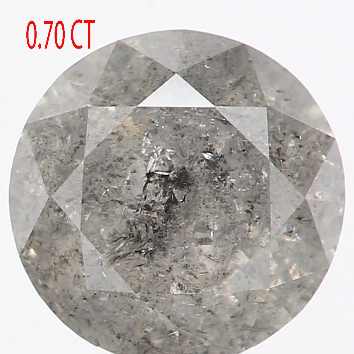 0.70 Ct Natural Loose Diamond, Round Brilliant Cut, Salt And Pepper Diamond, Black Gray Diamond, Rustic Diamond, Round Cut Diamo