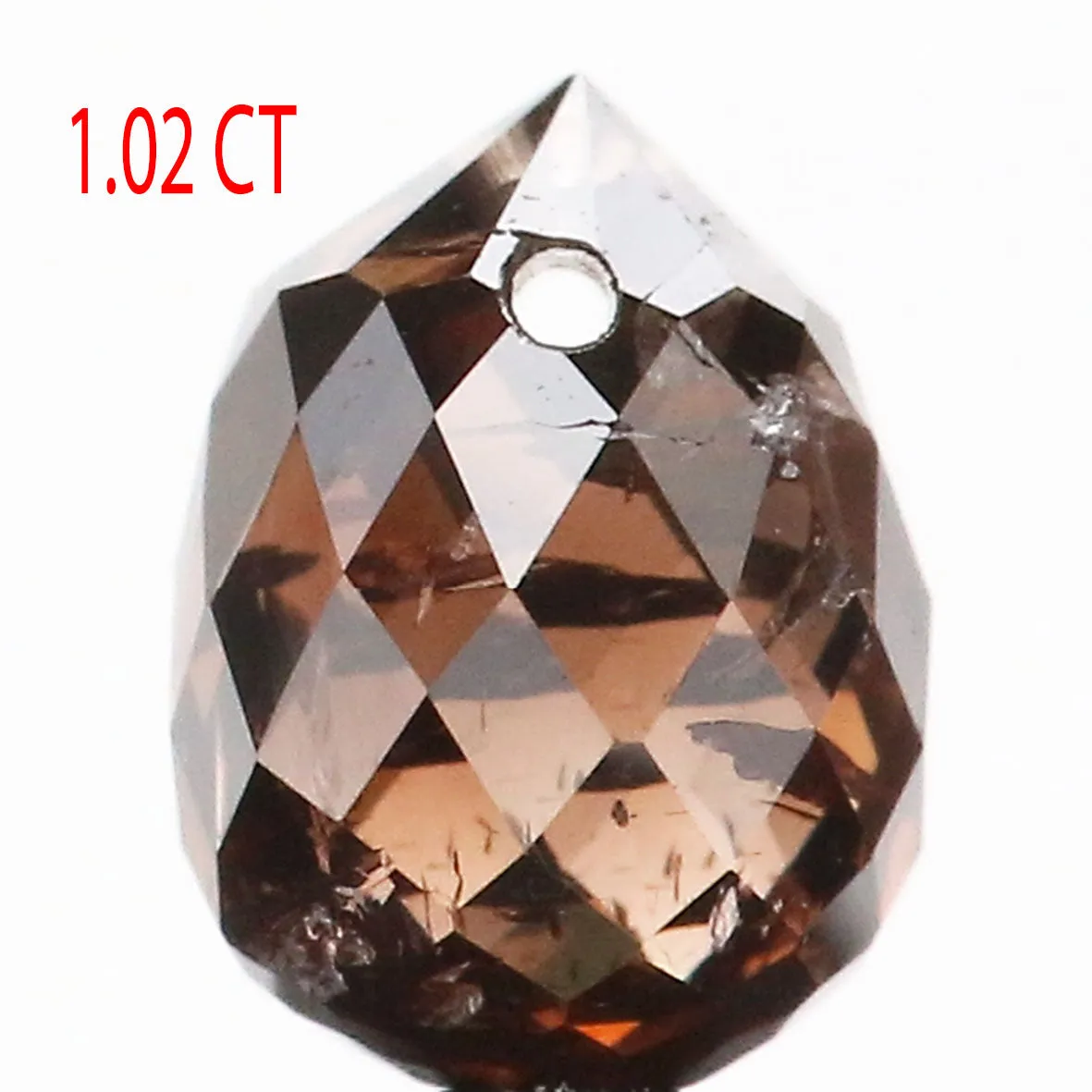 1.02 Ct Natural Loose Diamond Drop Black Brown Color SI1 Clarity 6.00 MM L9257