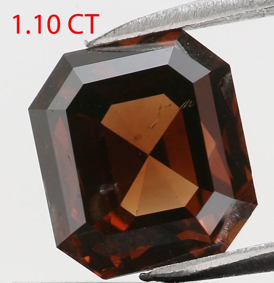 1.10 Ct IGI CERTIFIED Natural Loose Emerald Shape Diamond Deep Orange Brown Color Emerald Diamond 5.90 MM Natural Emerald Cut Di