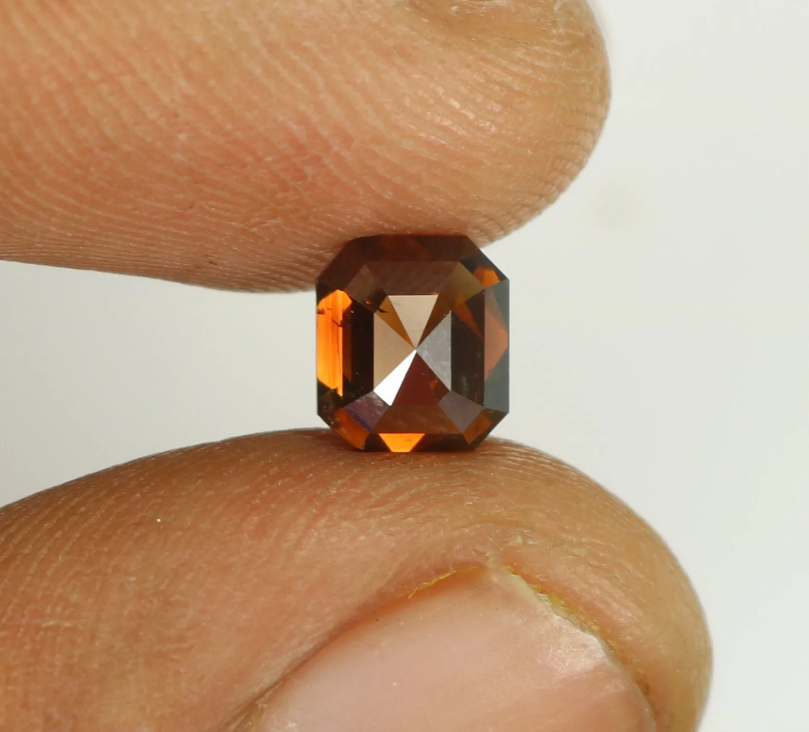 1.10 Ct IGI CERTIFIED Natural Loose Emerald Shape Diamond Deep Orange Brown Color Emerald Diamond 5.90 MM Natural Emerald Cut Di