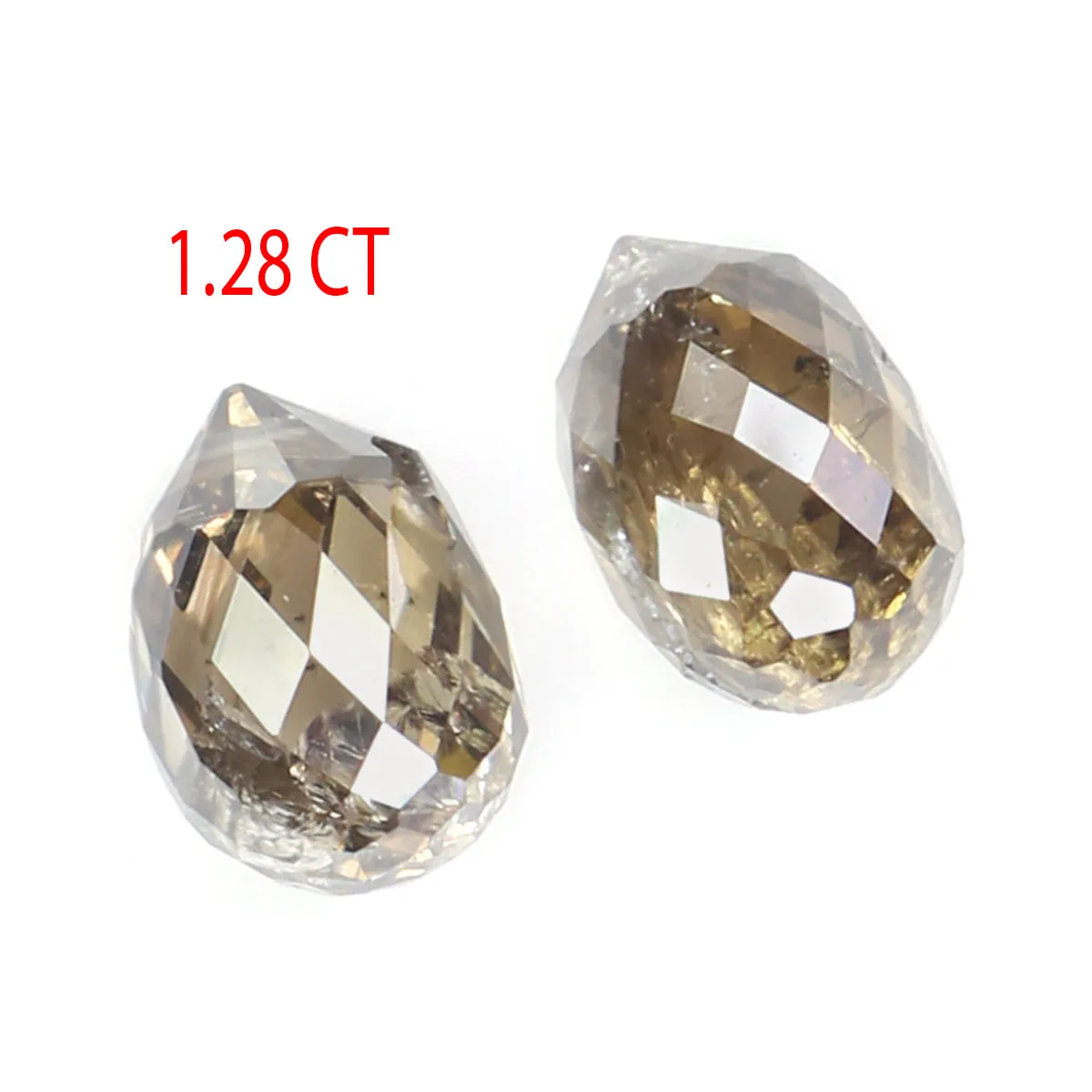 1.28 Ct Natural Loose Briolette Shape Diamond Brown Color Drop Cut Diamond 5.25 MM Natural Brown Diamond Briolette Rose Cut Diam