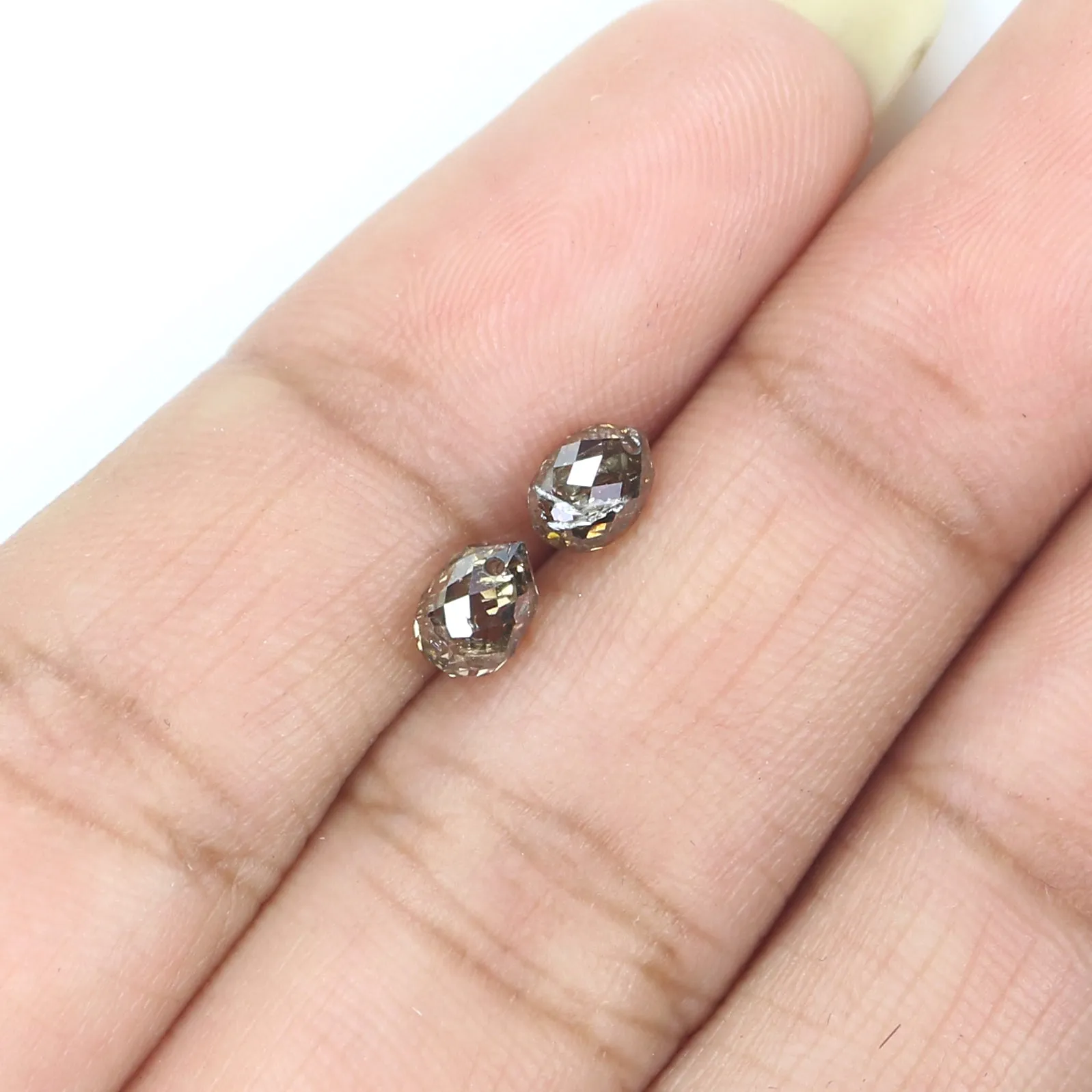 1.28 Ct Natural Loose Briolette Shape Diamond Brown Color Drop Cut Diamond 5.25 MM Natural Brown Diamond Briolette Rose Cut Diam