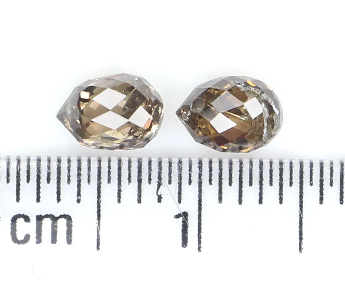 1.28 Ct Natural Loose Briolette Shape Diamond Brown Color Drop Cut Diamond 5.25 MM Natural Brown Diamond Briolette Rose Cut Diam