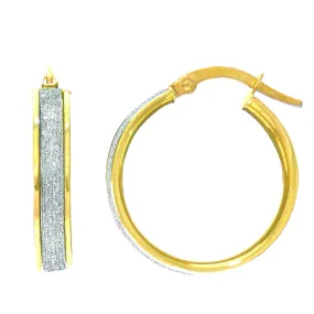 14k Gold Glitter Hoop Earrings, Diameter 20mm