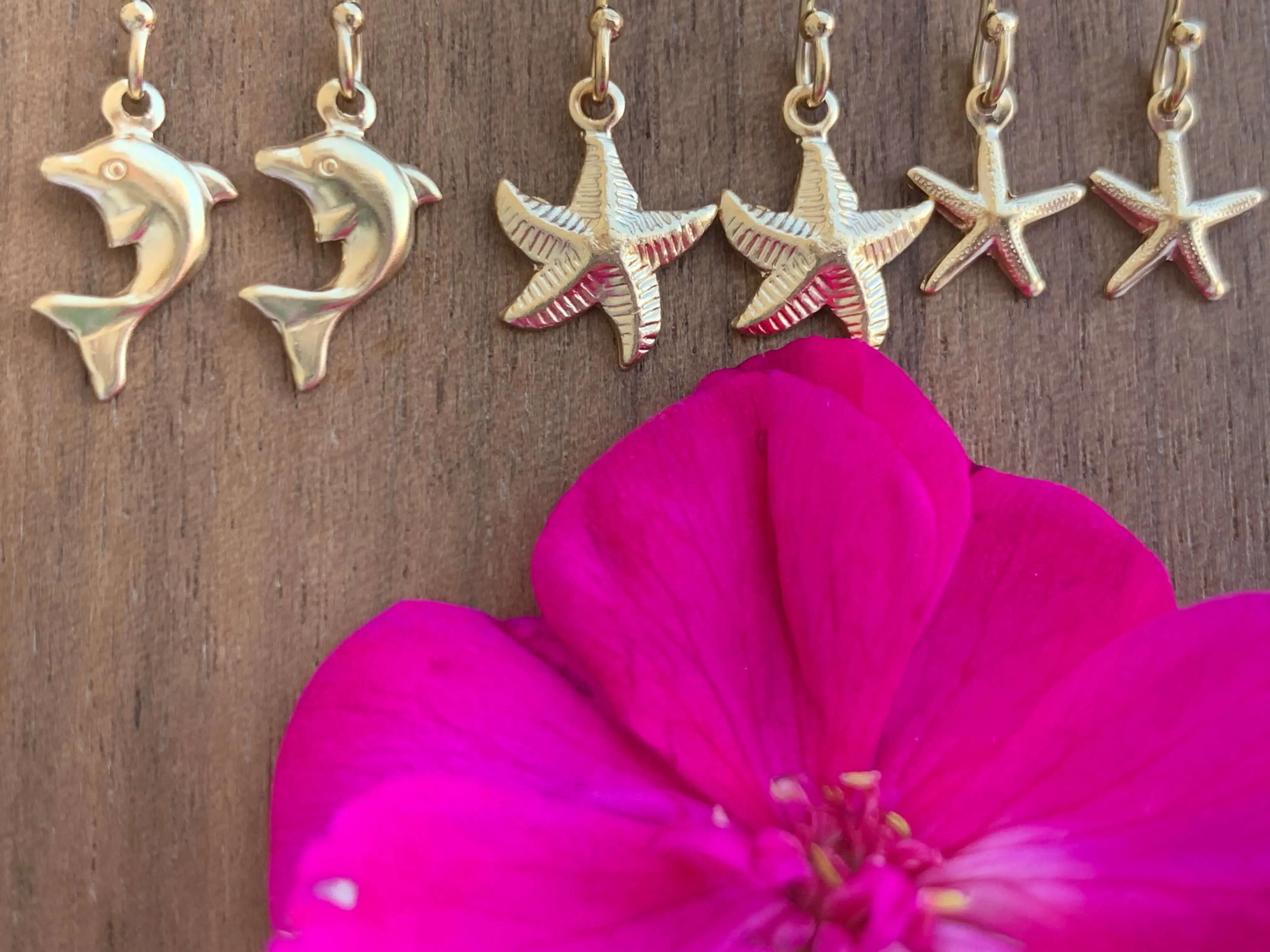 14kt Gold Filled Starfish, Heart or Dolphin Hook Earrings