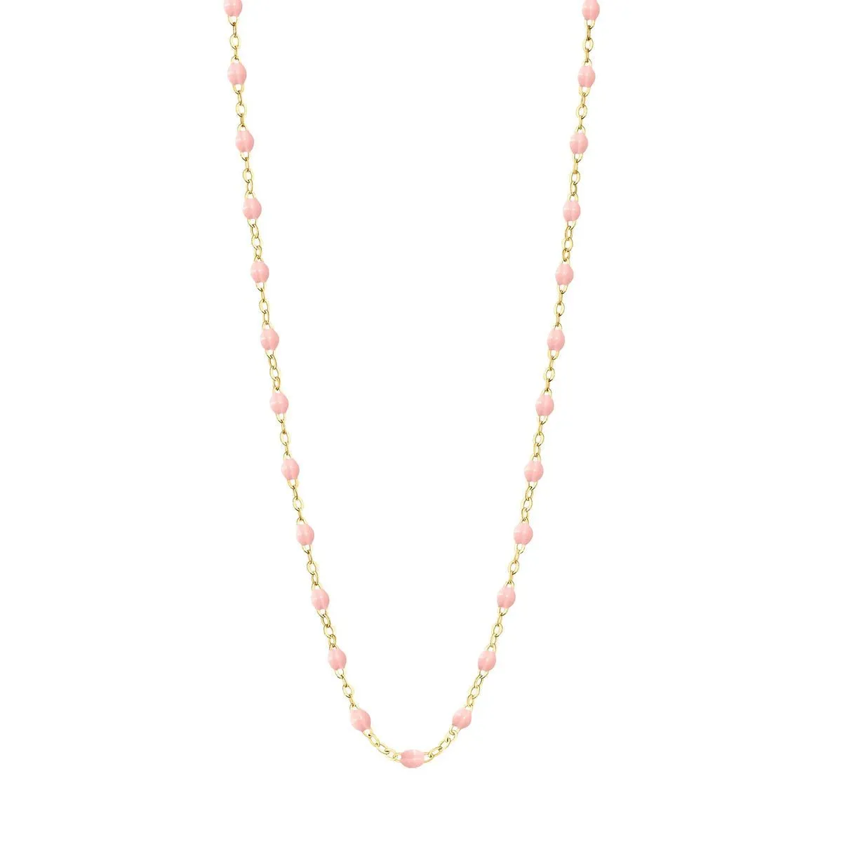 18K Gold and Baby Pink Resin Beaded Classic Necklace