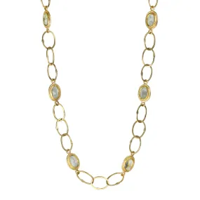 22K Gold Bezel-Set Faceted Aquamarine Station Necklace