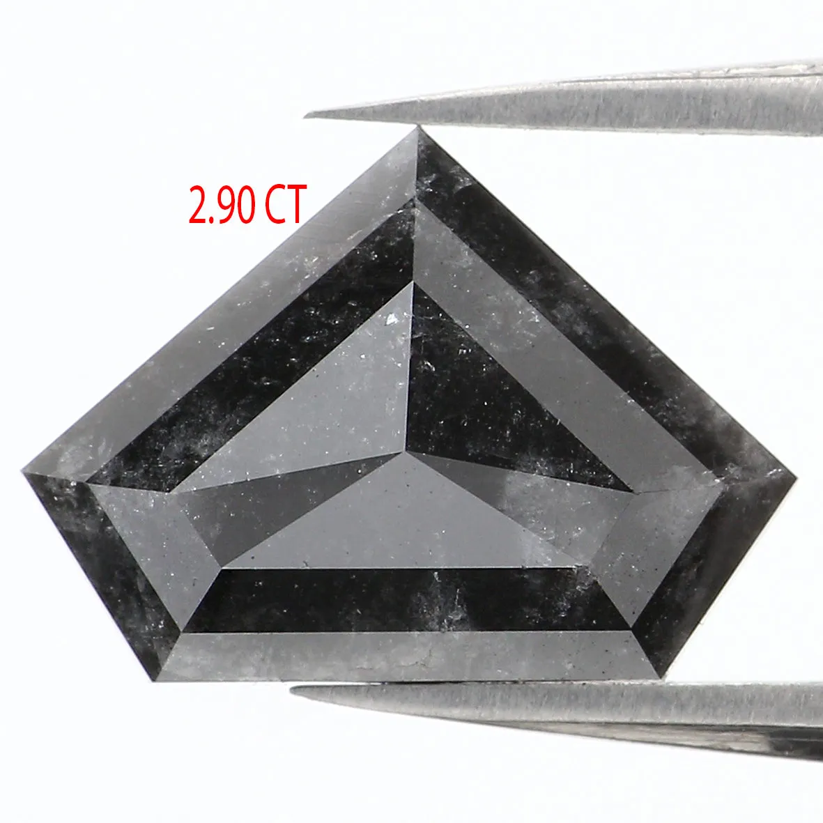 2.90 CT Natural Loose Shield Shape Diamond Salt And Pepper Shield Diamond 8.60 MM Natural Loose Black Color Shield Rose Cut Diam