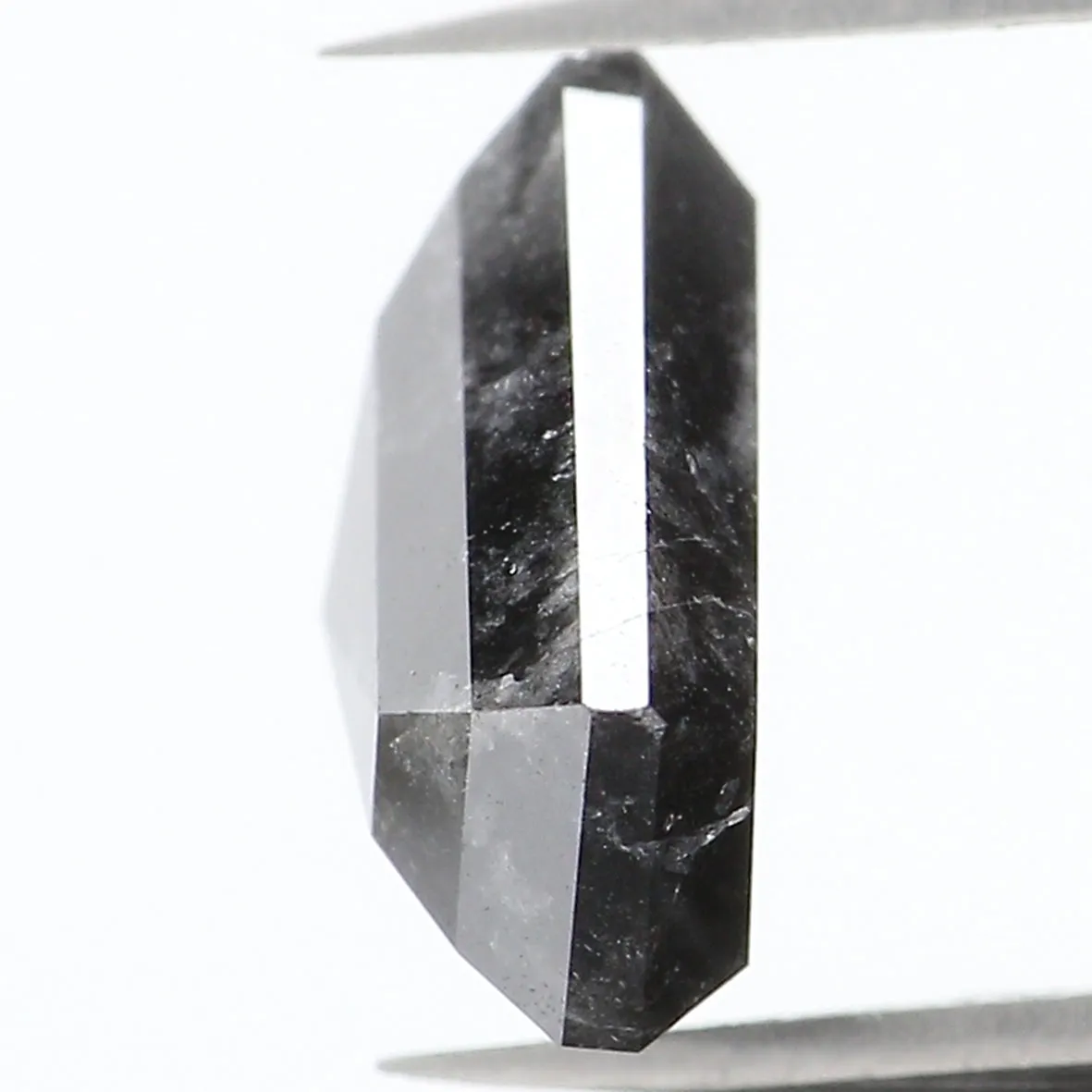 2.90 CT Natural Loose Shield Shape Diamond Salt And Pepper Shield Diamond 8.60 MM Natural Loose Black Color Shield Rose Cut Diam