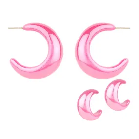 Barbie Theme Pearl Finish Hoop Earrings