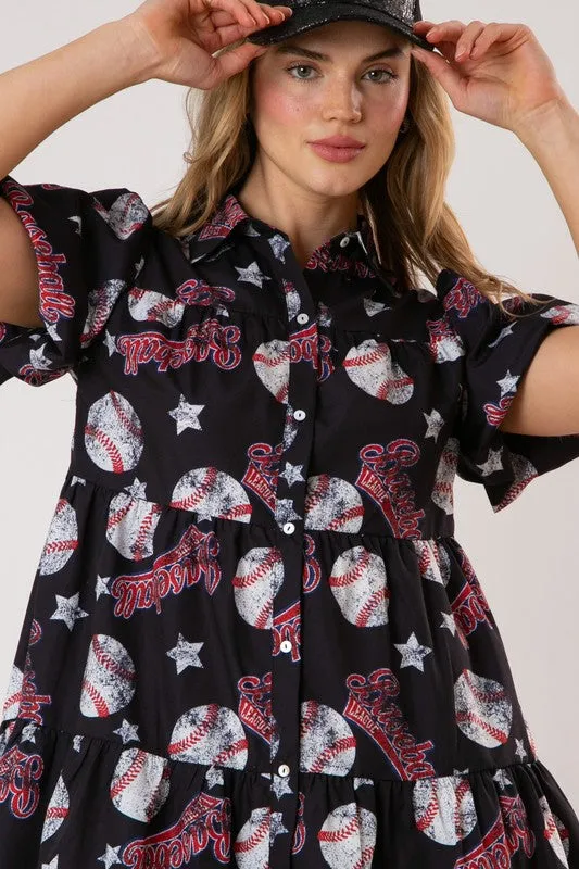 Baseball Print Dress