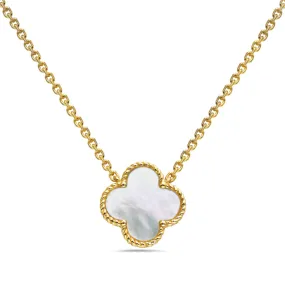 Bassali - 14K Yellow Gold with Mother of Pearl Clover Necklace