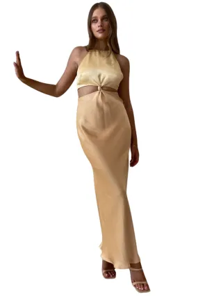 BEC + BRIDGE Carrie Halter Maxi Dress (Yellow Gold) - RRP $350