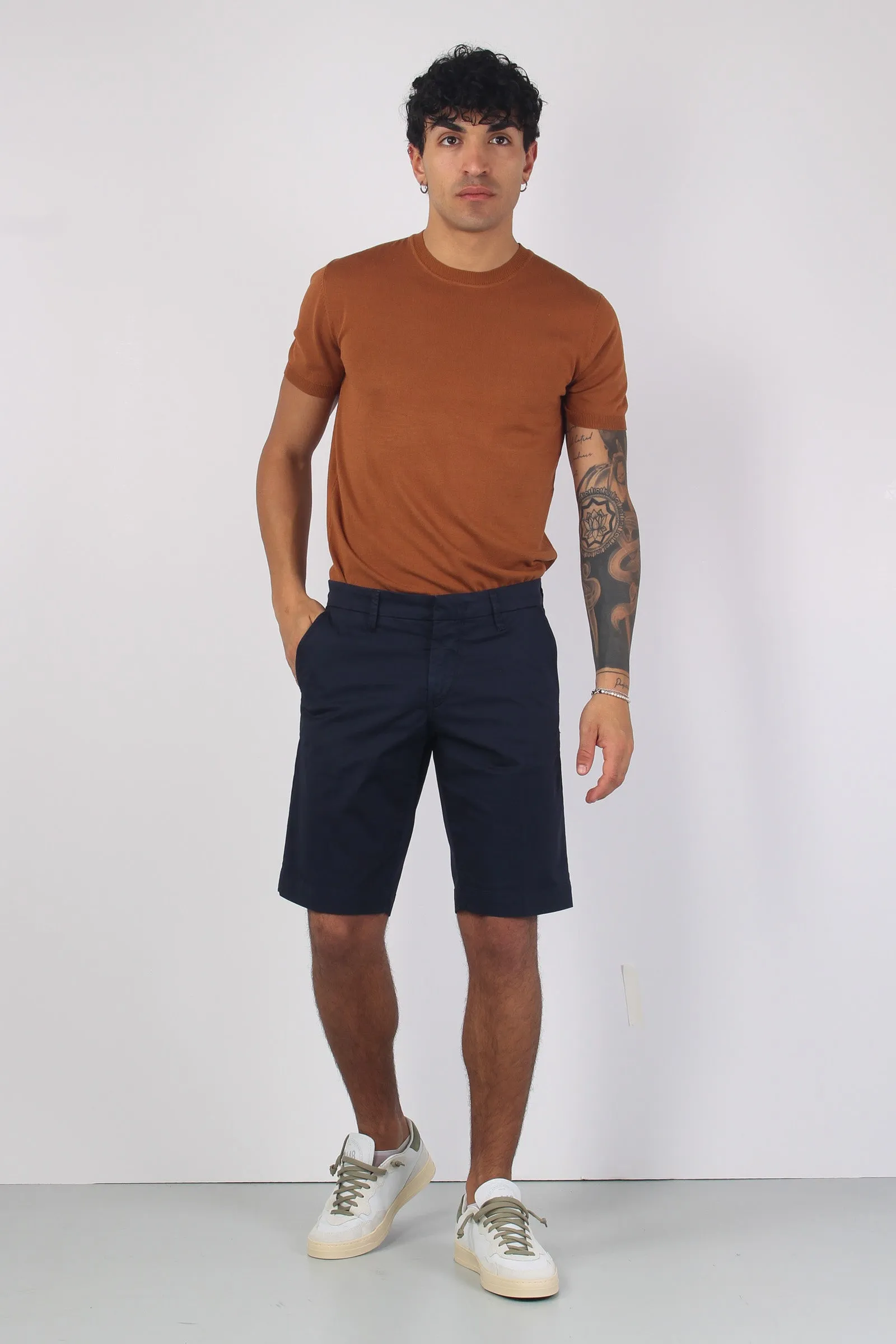 Bermuda Gabardina Slim Fit Galassia Scuro