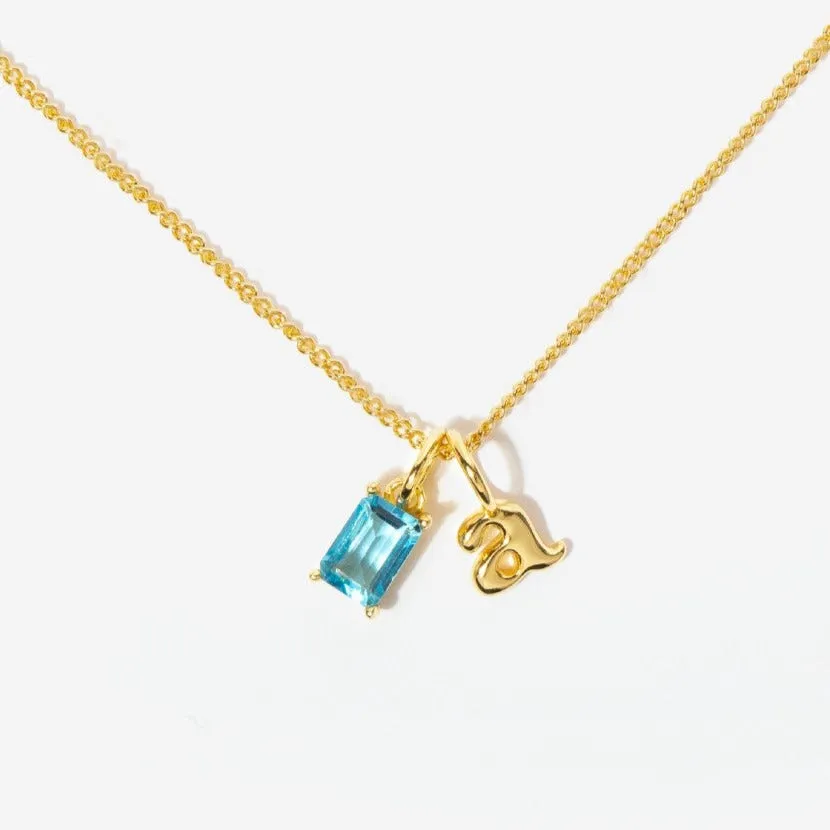 Birthstone Initial Necklace