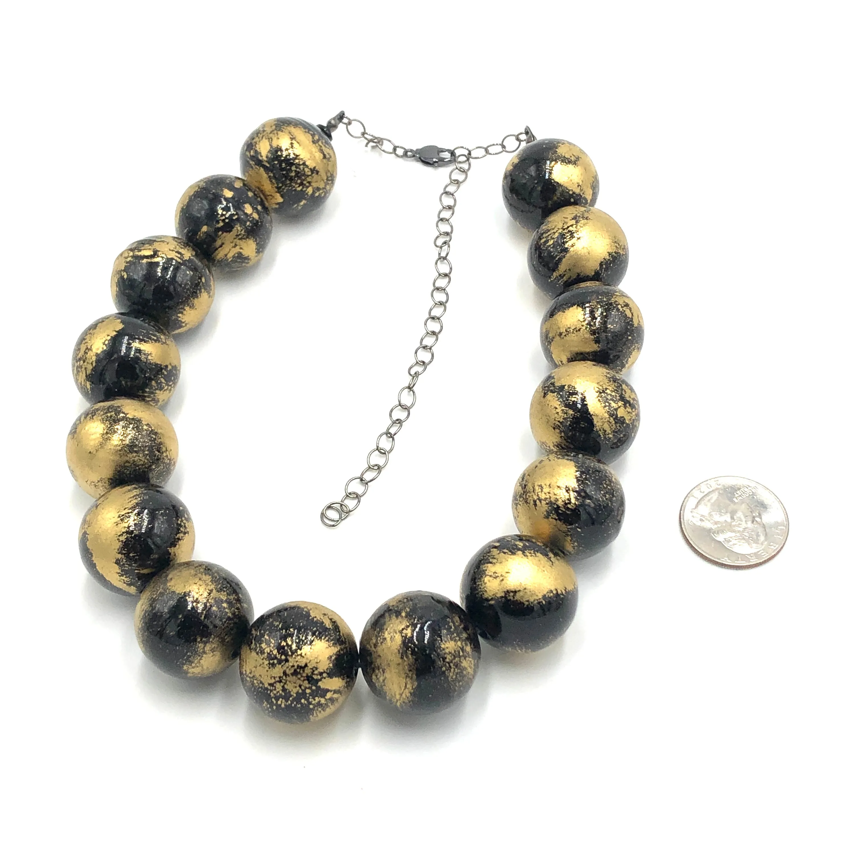 Black & Gold Painted Marco Necklace *