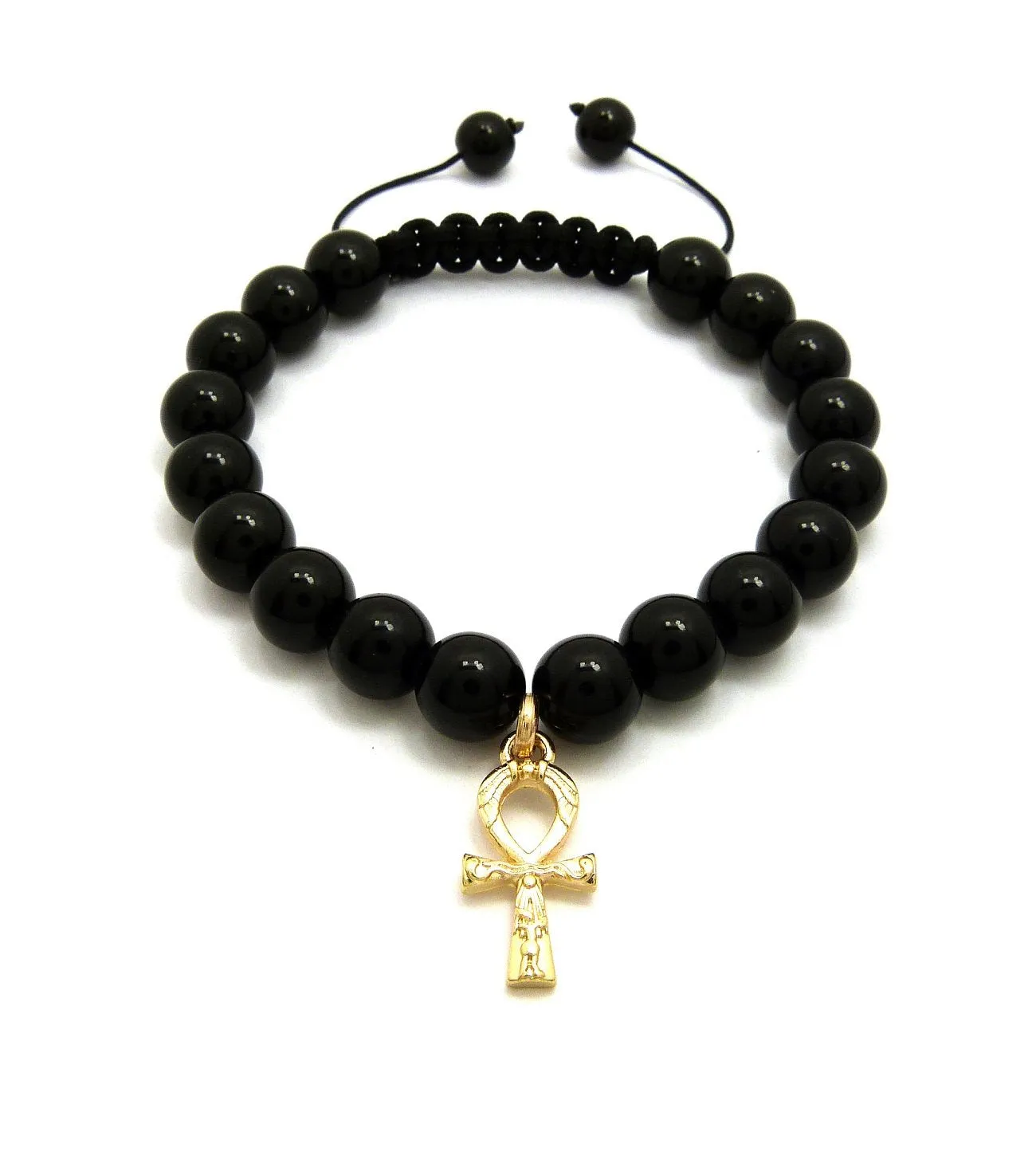 Black Bead Bracelet (Ankh)