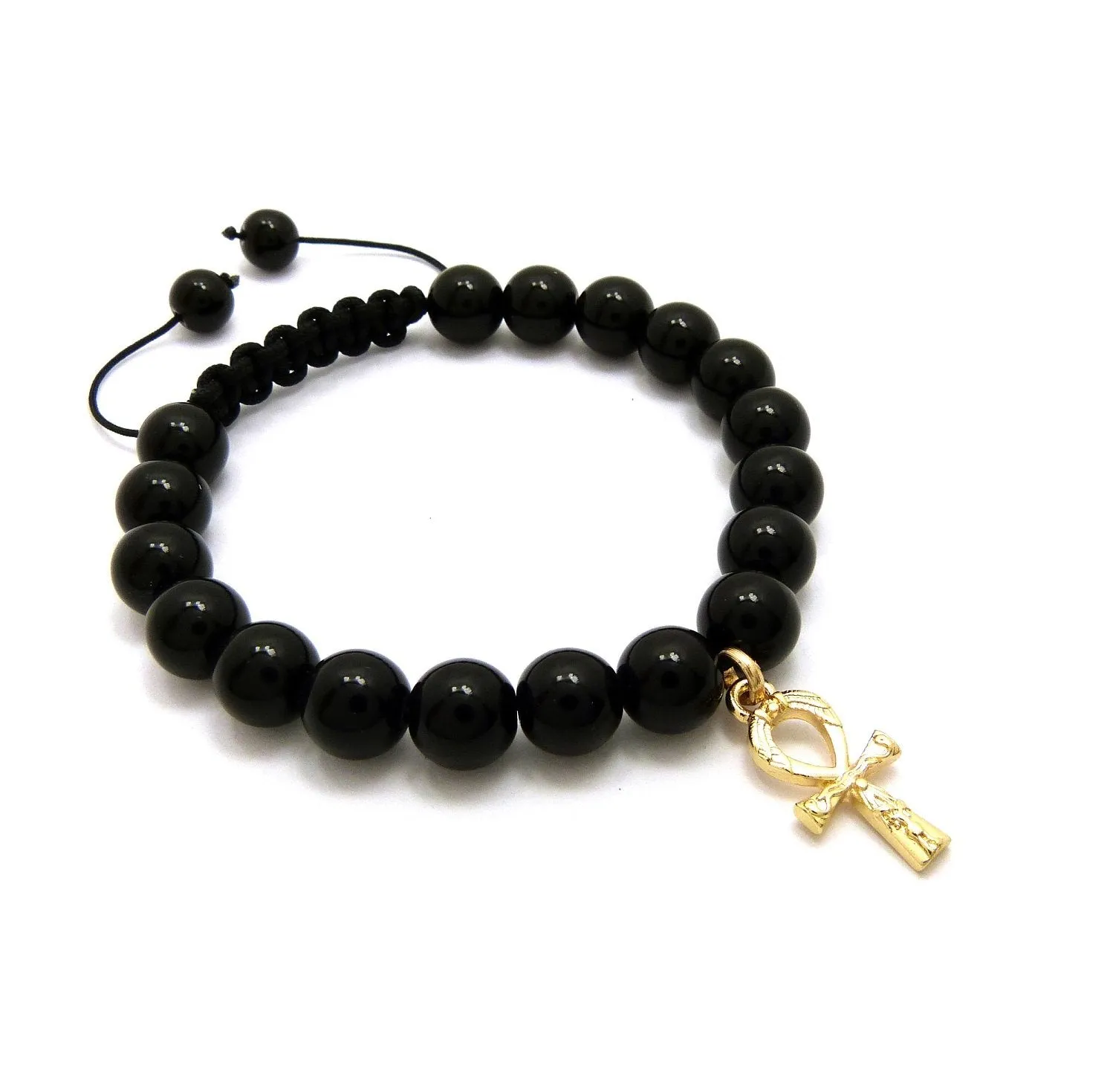 Black Bead Bracelet (Ankh)