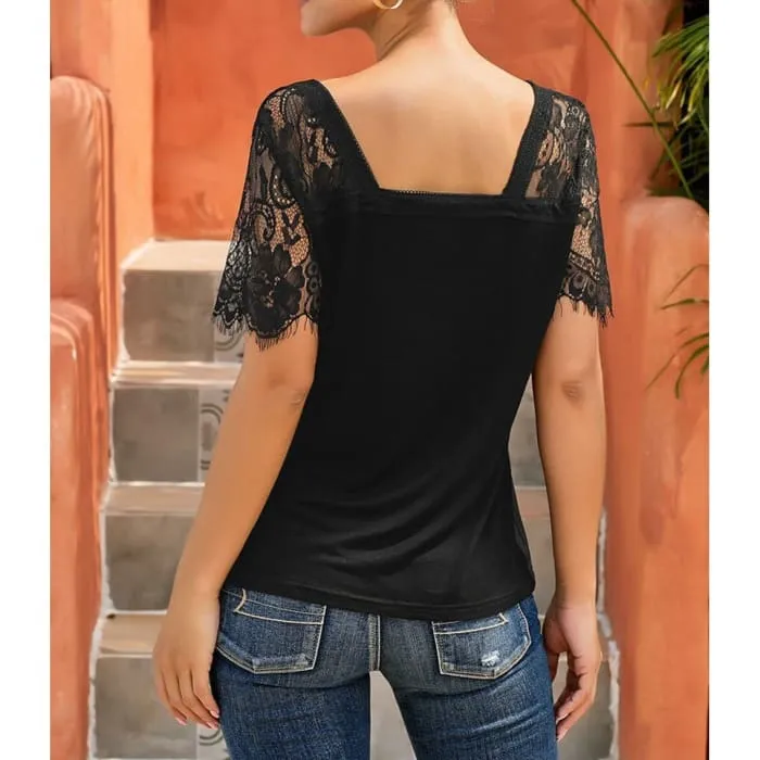 Black Lace Sleeve Tee