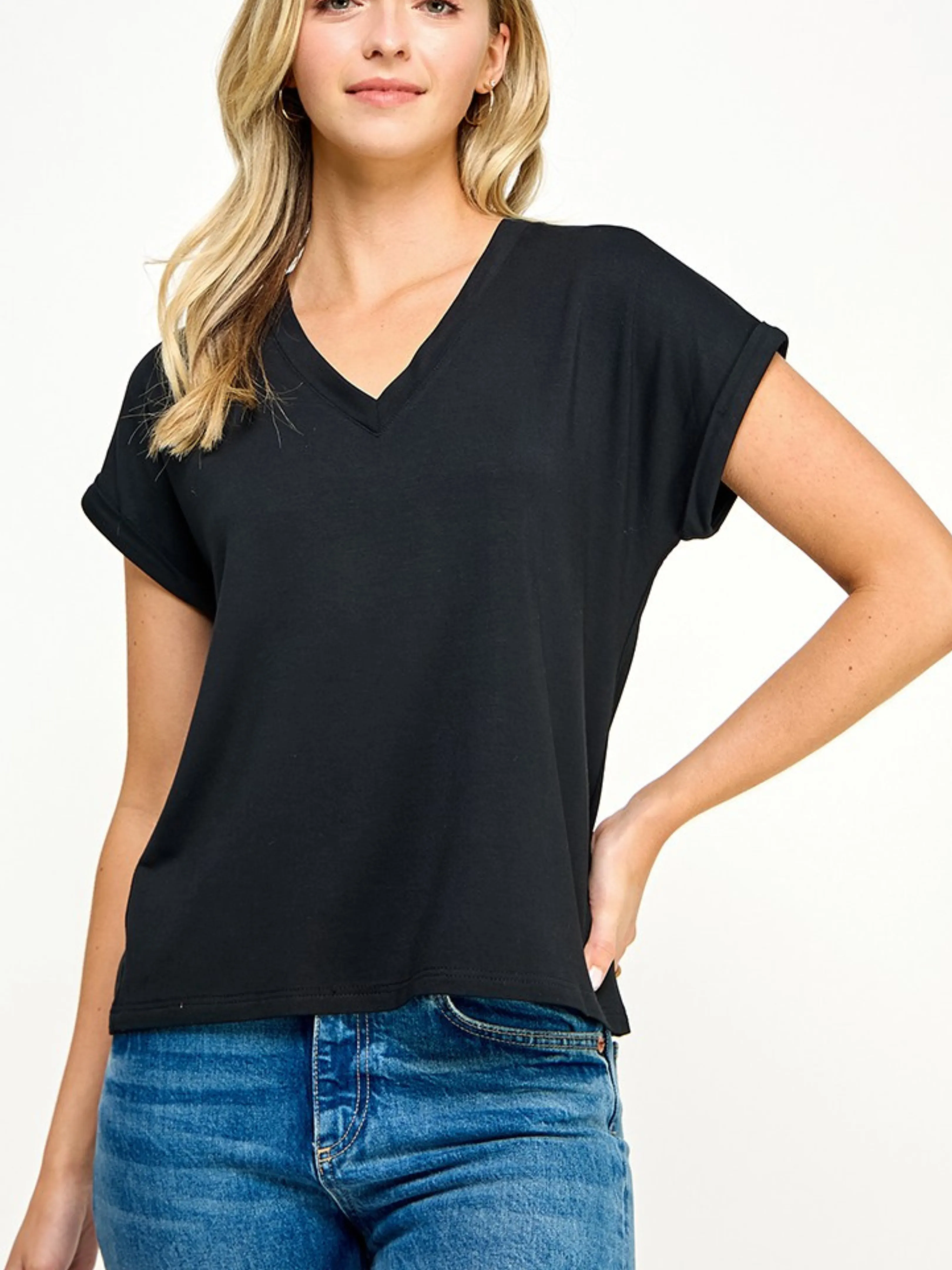 Black V-Neck Tee