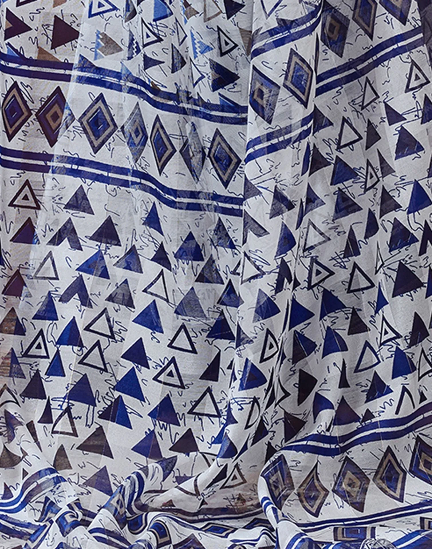 Blue Printed Cotton Saree