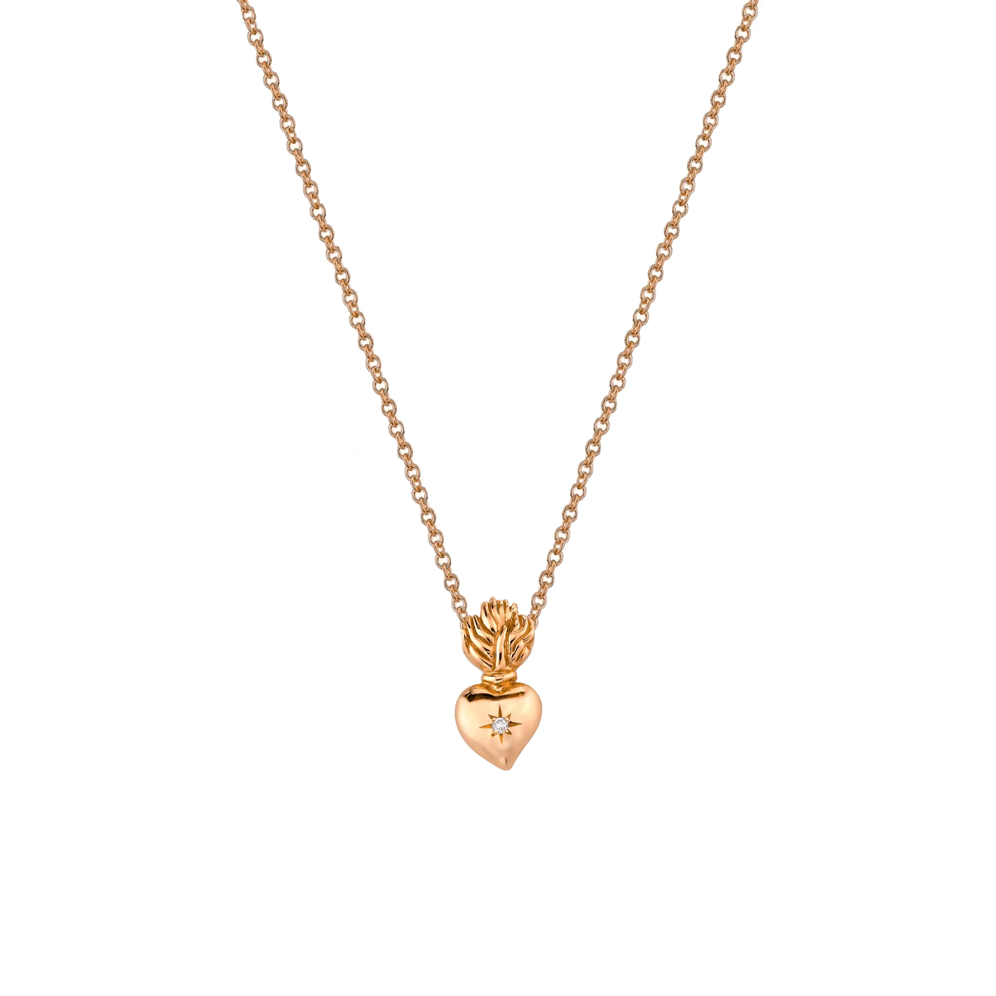 Burning Heart Star Set Diamond Necklace