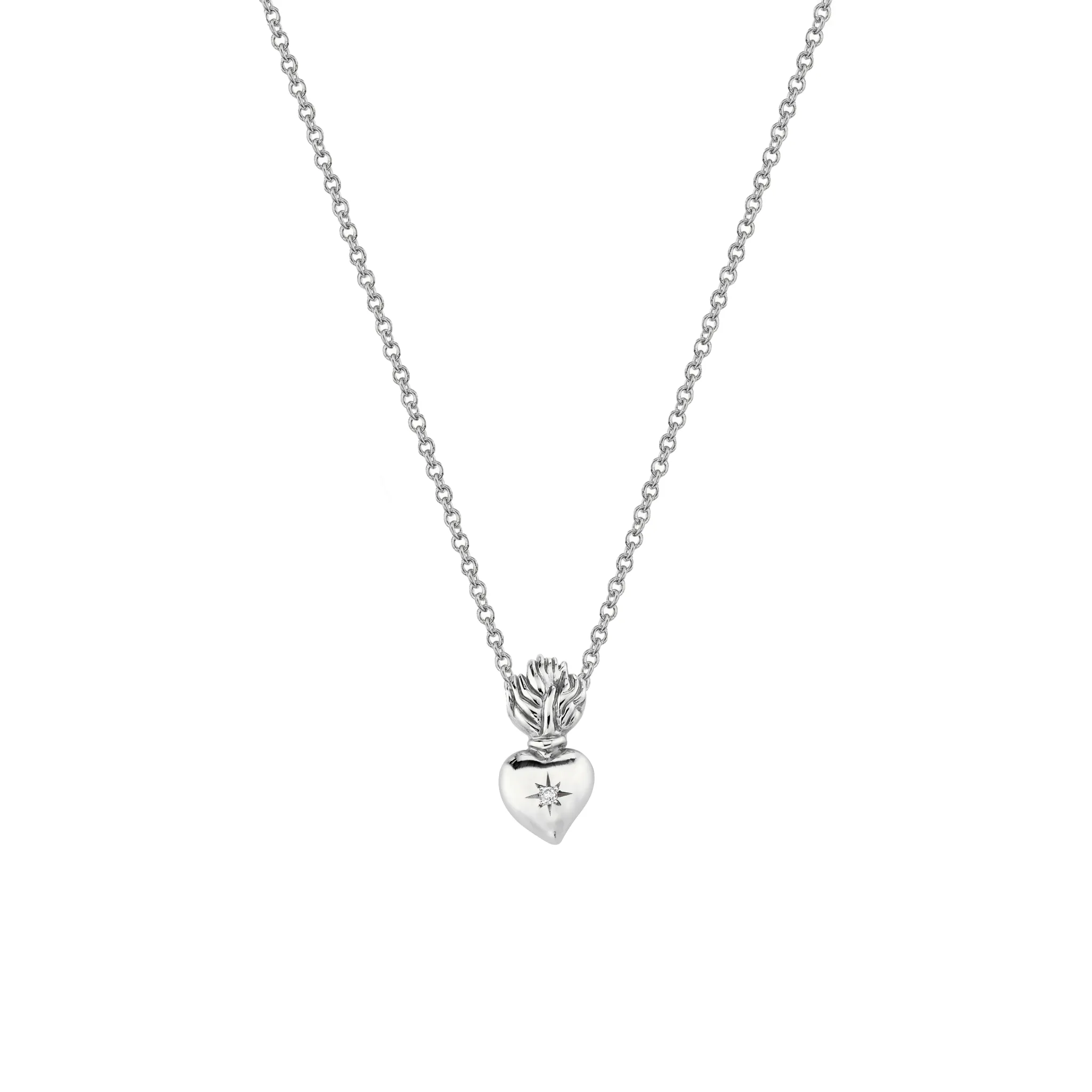 Burning Heart Star Set Diamond Necklace