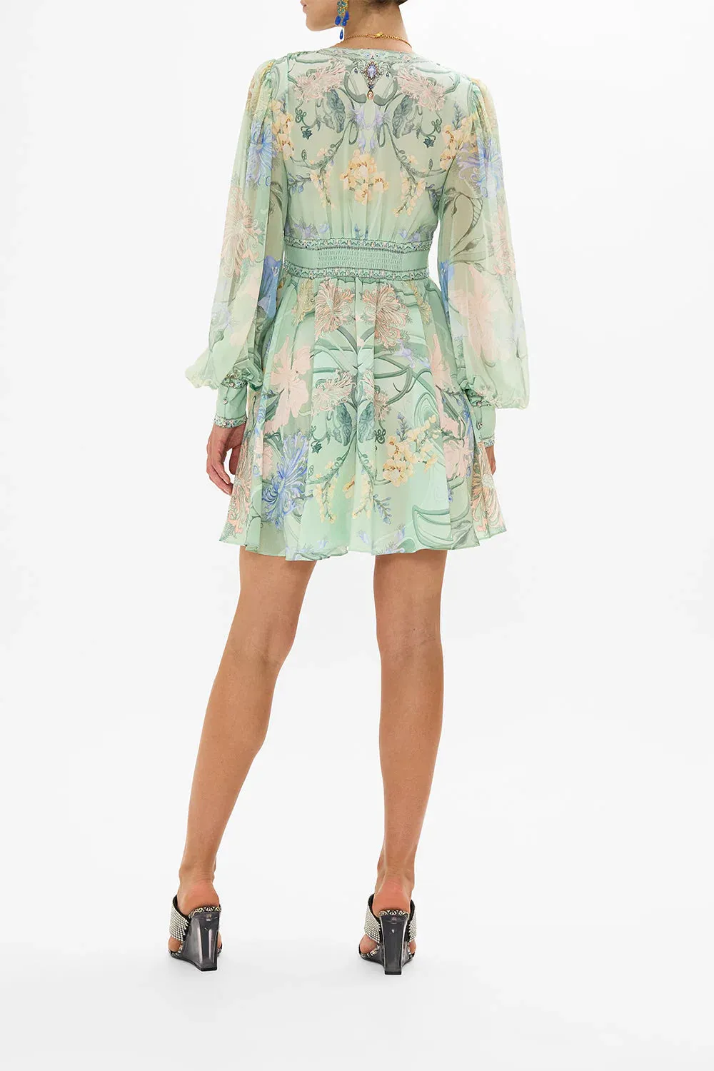 Camilla Short Dress w/ Blouson Sleeve in Dreaming in Dutch