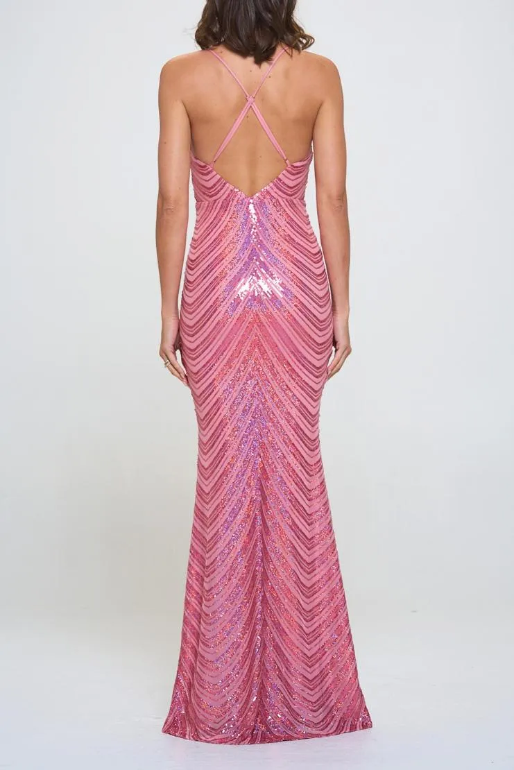 Candy Sequin Pink Miaxi Gown