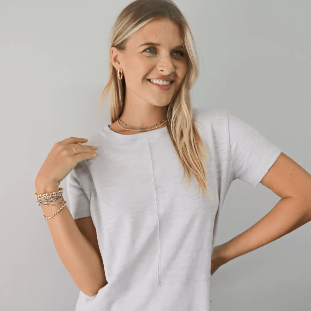 Celia Perfect Length Tee in Light Gray - Short Sleeve