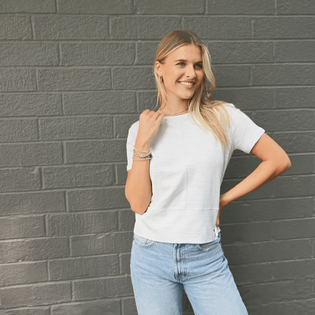 Celia Perfect Length Tee in Light Gray - Short Sleeve