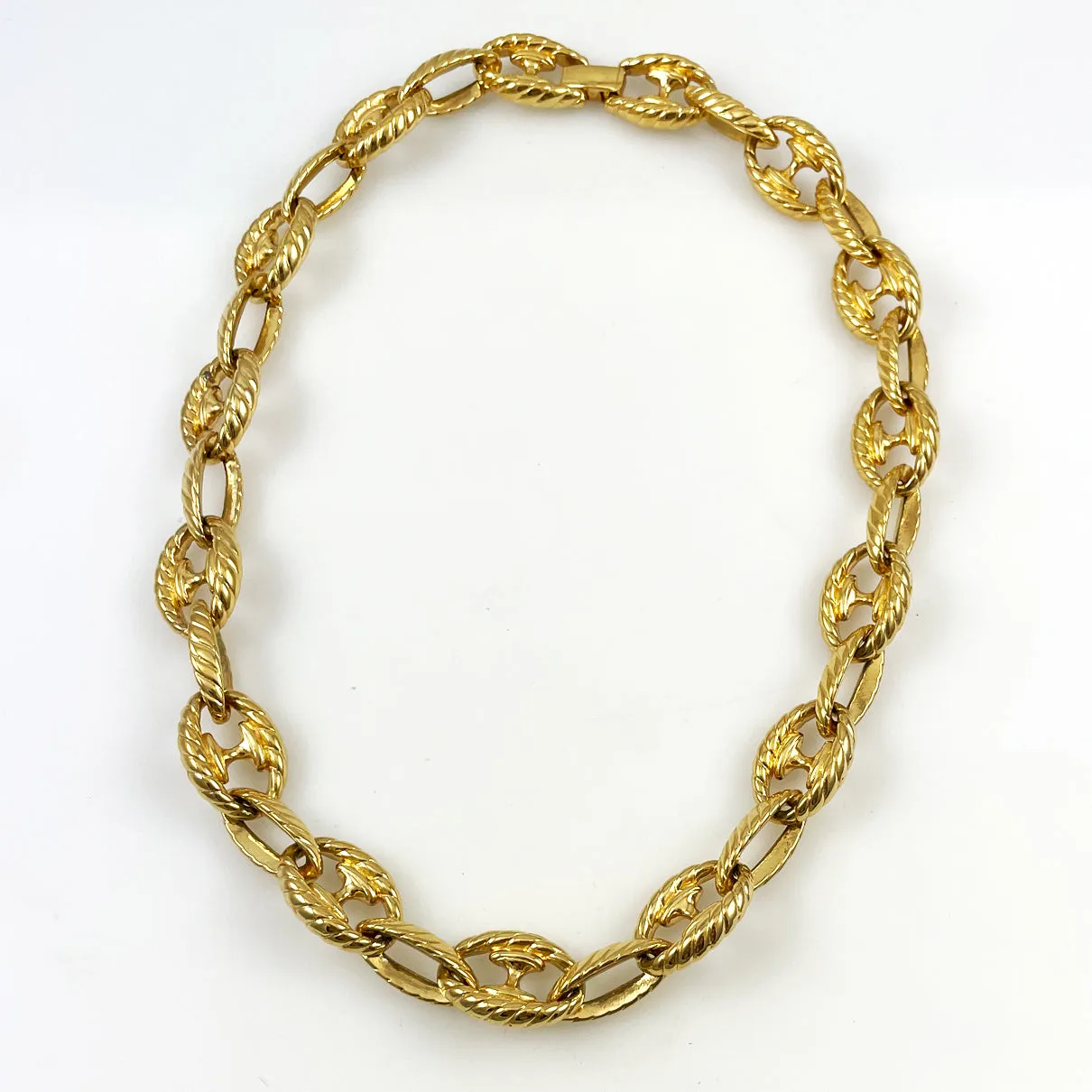 Chunky Gold Mariner Link Necklace by AFJ Vintage