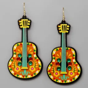 Cinco De Mayo Guitar Acrylic Drop Earrings