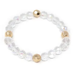 Clear Glass/Golden Bead Stretch Bracelet