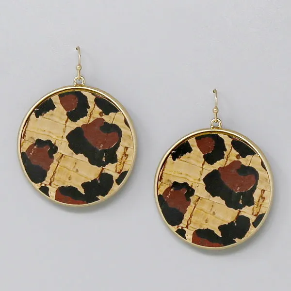 Cork Round Dangle Earrings