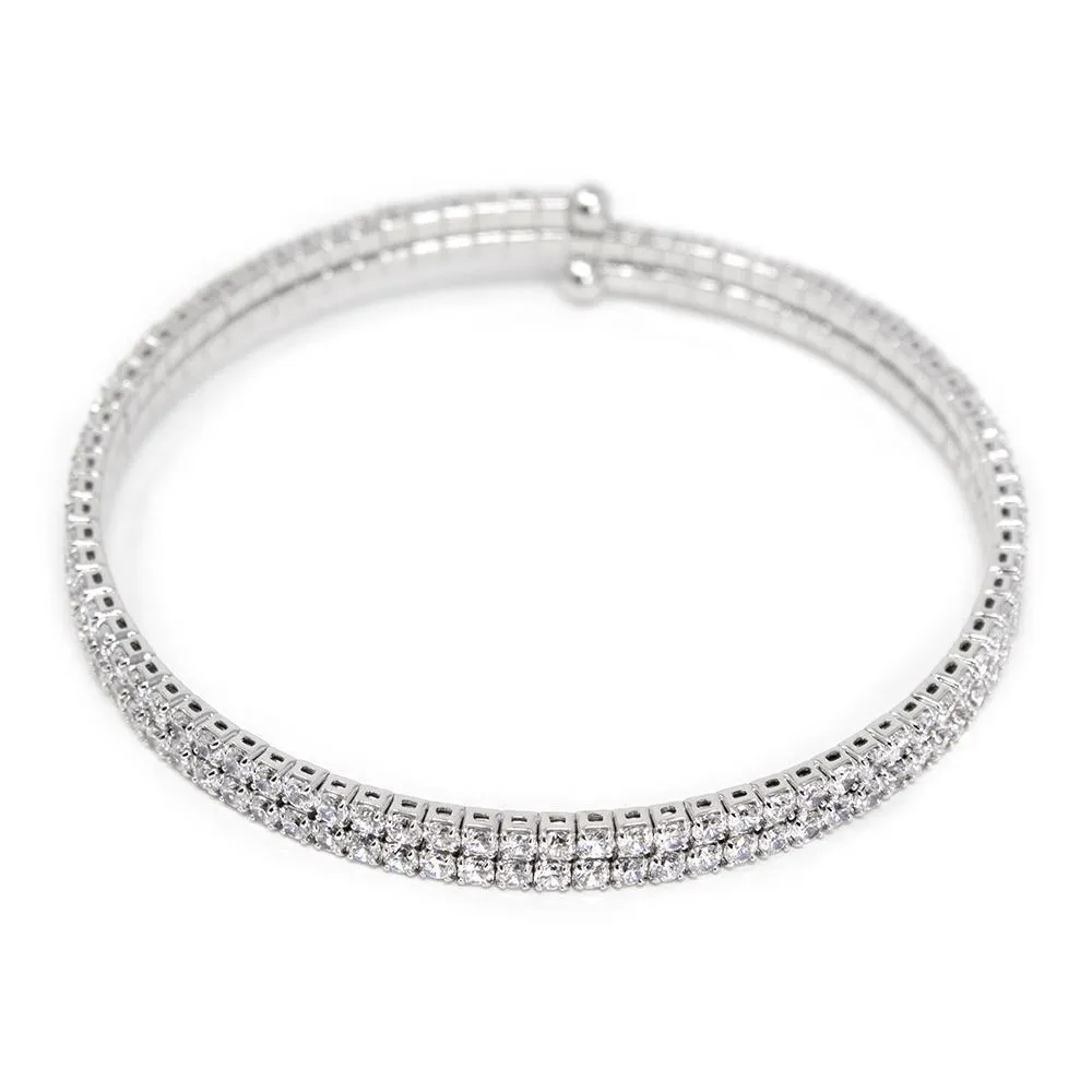 Crystal Curly Bracelet Rhodium Plated