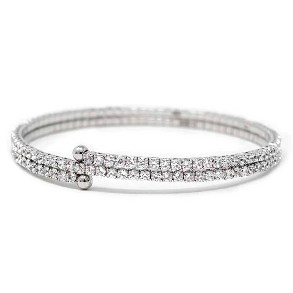 Crystal Curly Bracelet Rhodium Plated