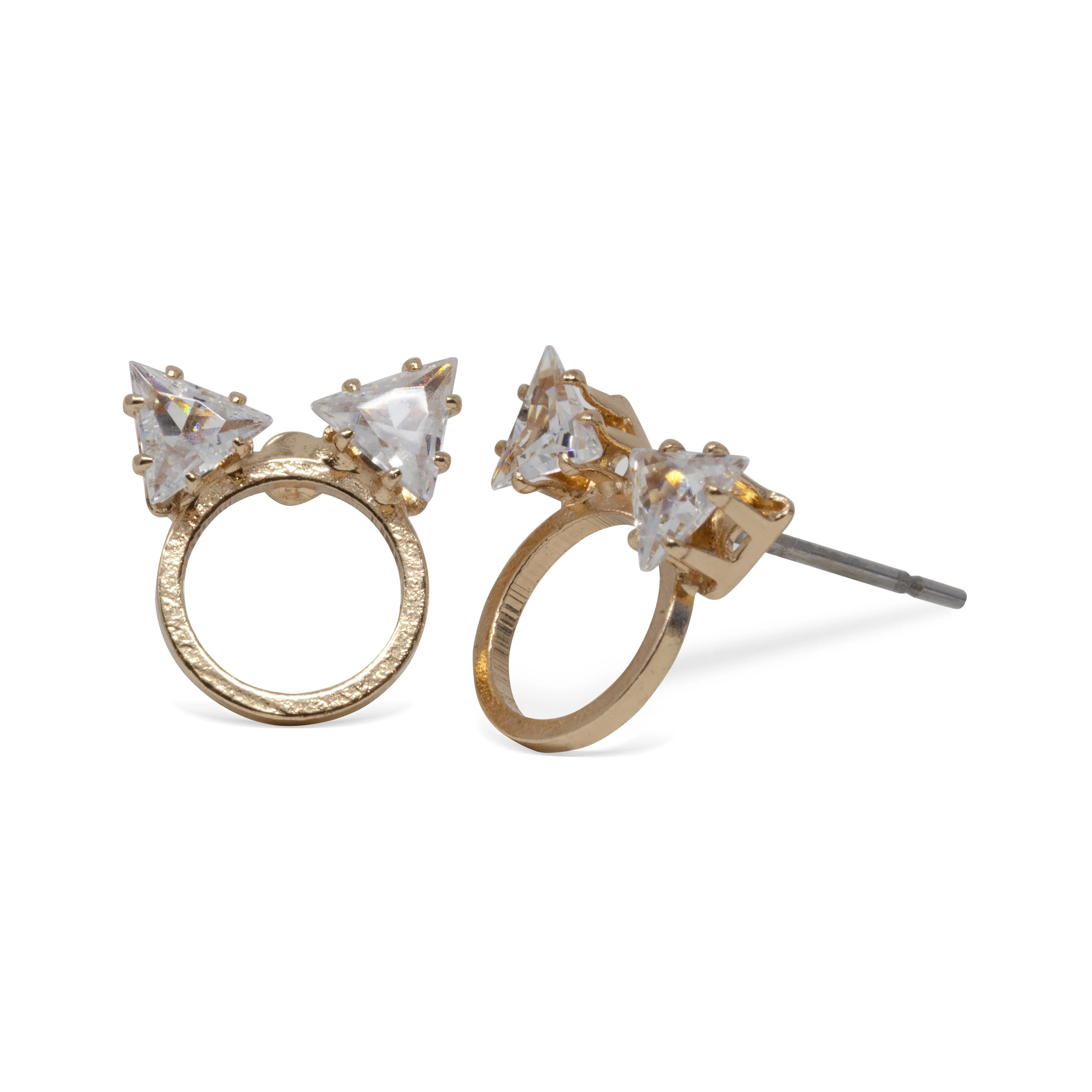 Cubic Zirconia Stud Earrings Gold Plated