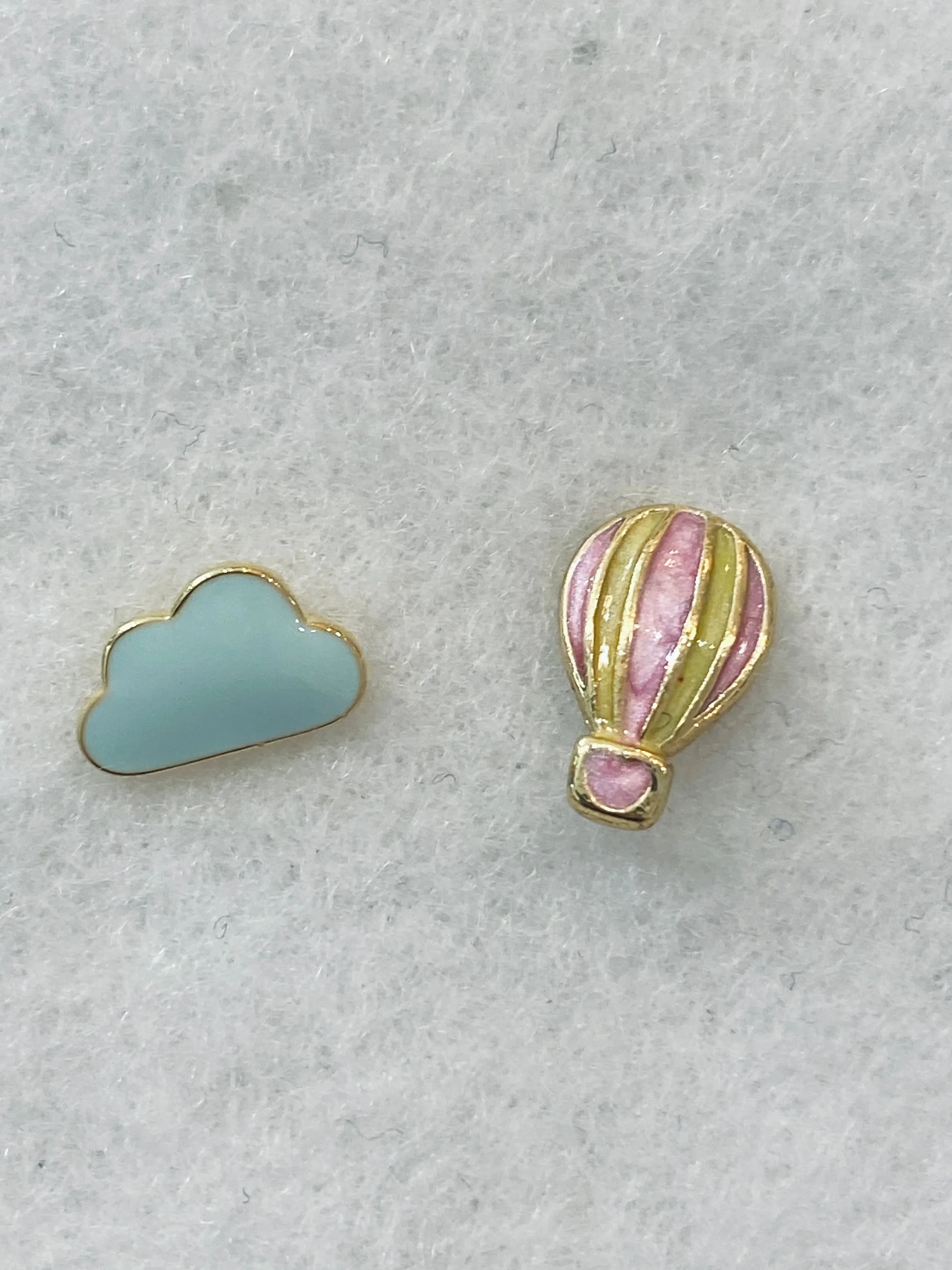 Cute Mismatched Cloud Hot Air Balloon Enamel Stud Earrings