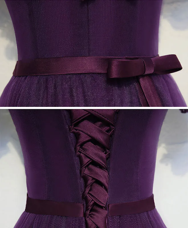 Cute Purple High Low Prom Dress, Purple Homecoming Dresses