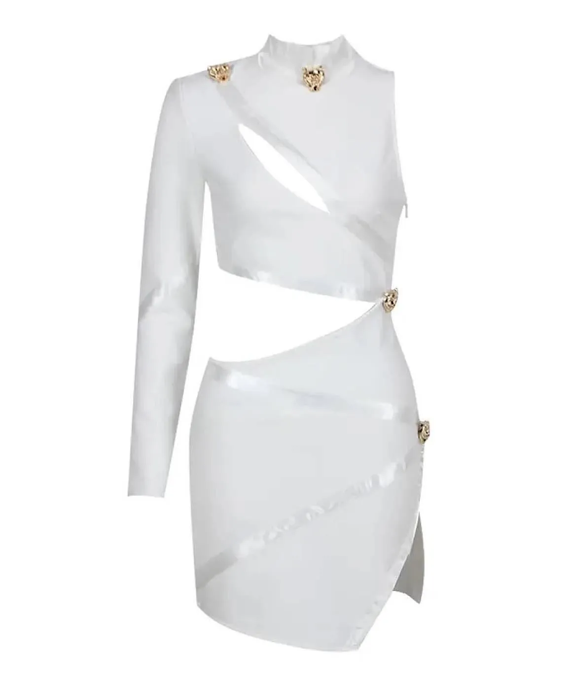 Cutout Detailed Mini Dress In White