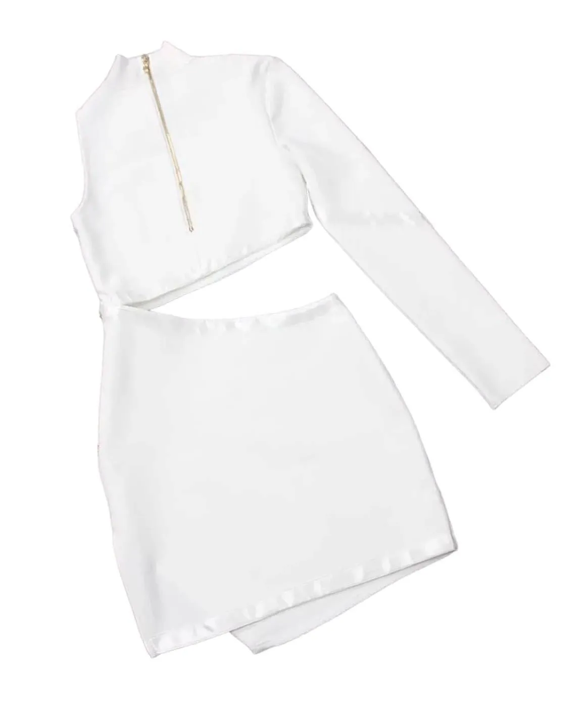 Cutout Detailed Mini Dress In White