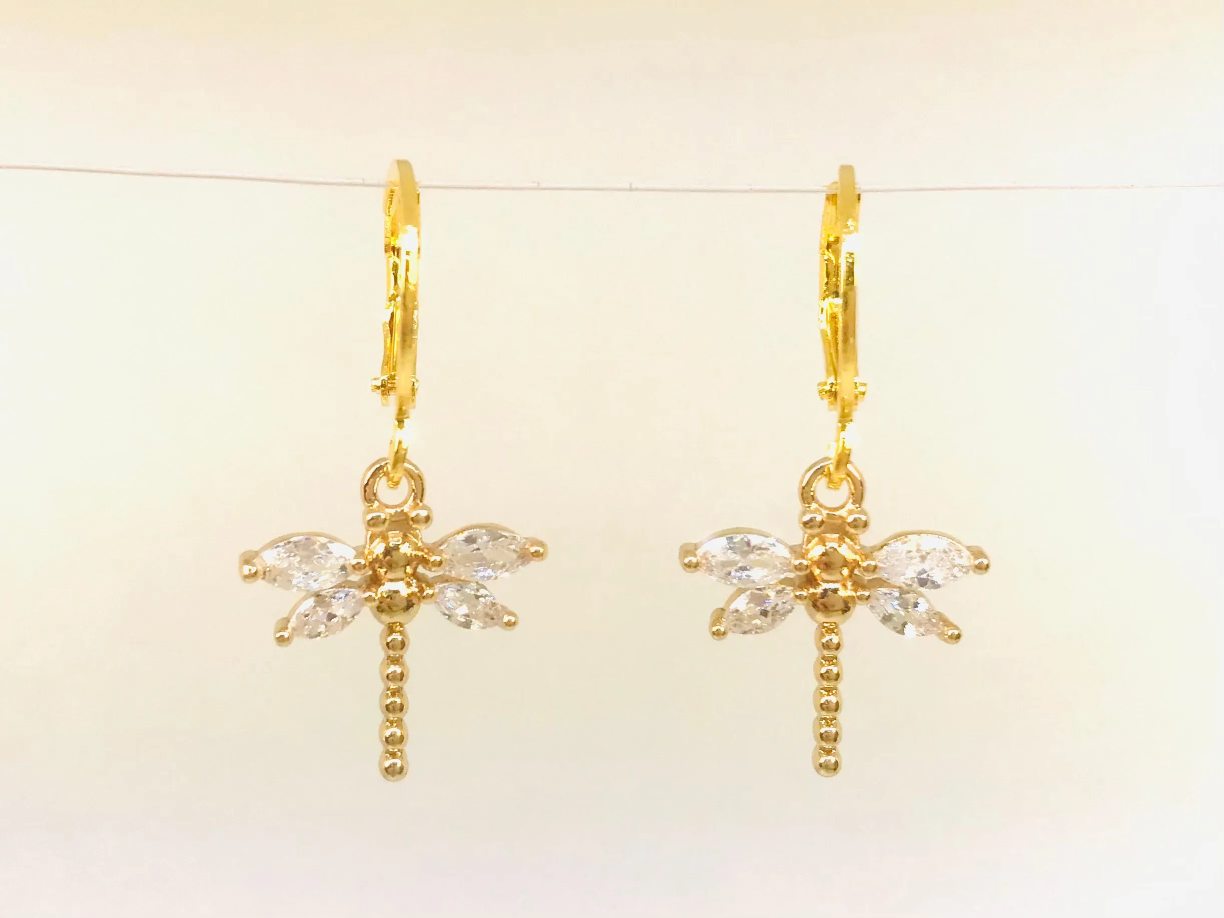 Dainty Dragonfly Huggie Earrings