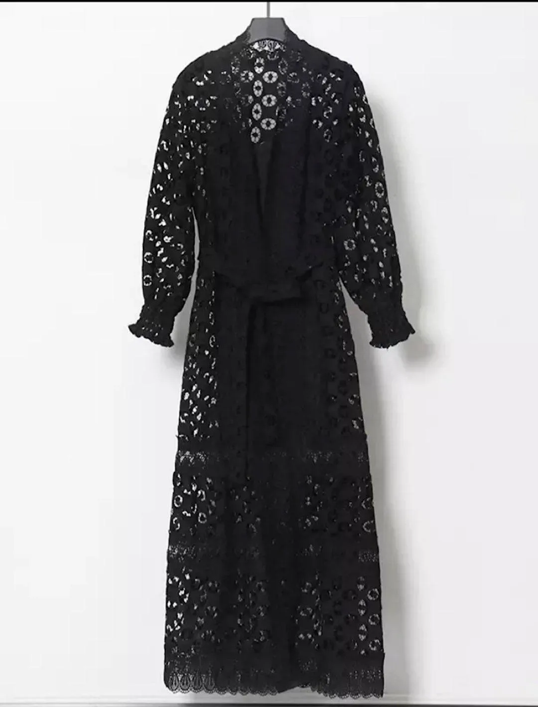 Embroidered Lace Long Cover Up Dress