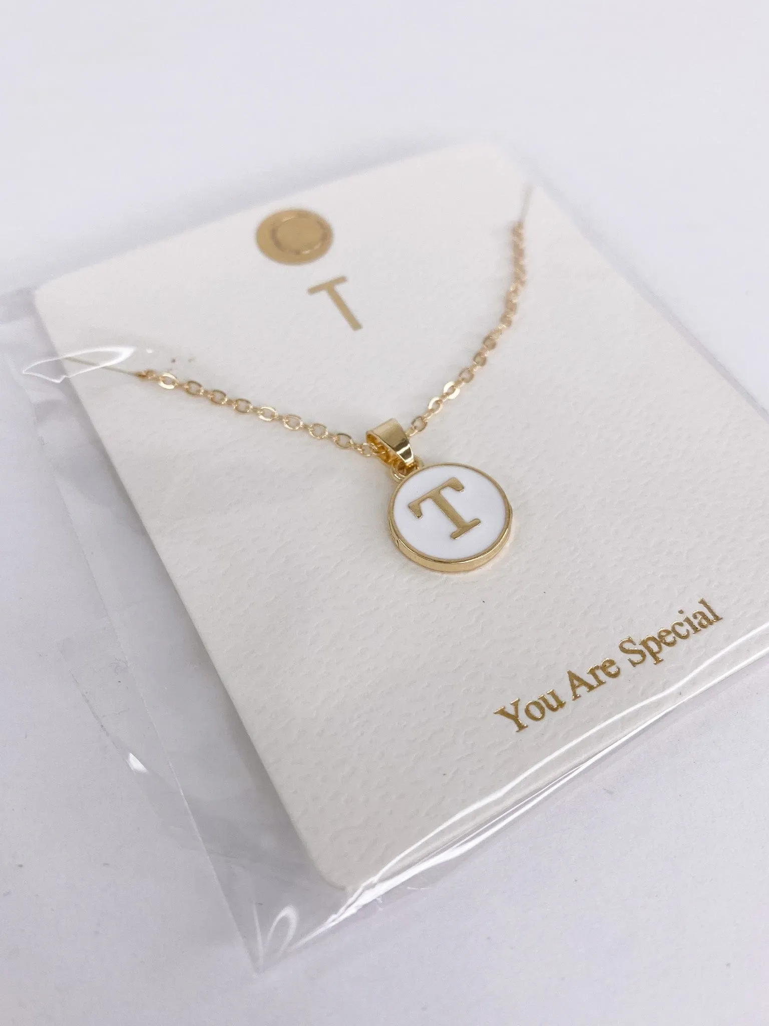 Enamel Initial Necklace