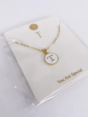 Enamel Initial Necklace