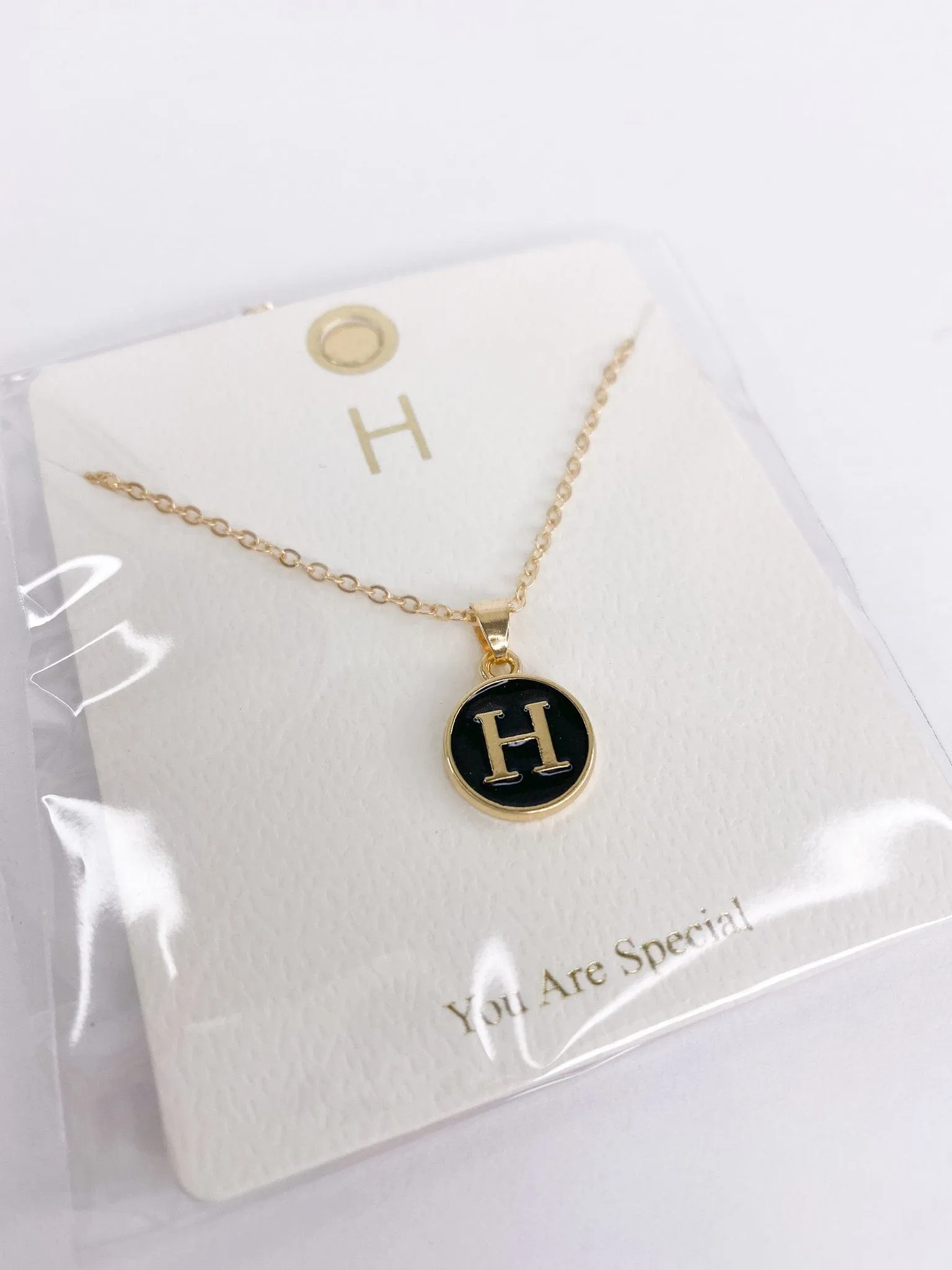 Enamel Initial Necklace